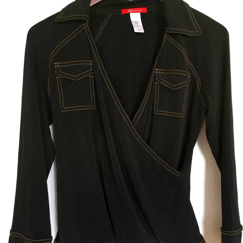 Anne Klein wrap top - black